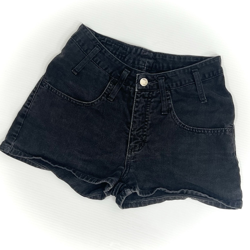 Vintage Y2K Paris Blues Mini Shorts Juniors Size 5 Black Denim 100% Cotton